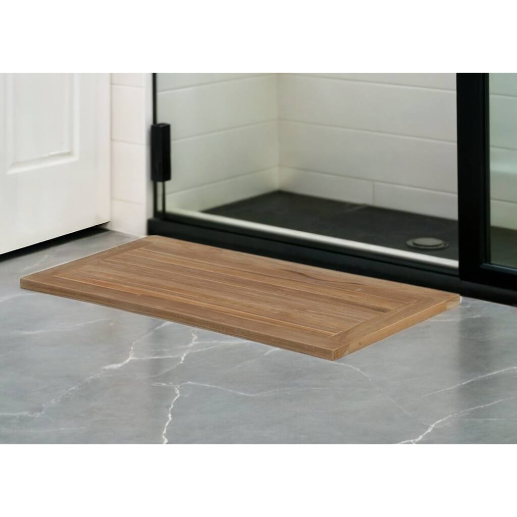 HomeRoots Natural Teak 39" Shower Mat
