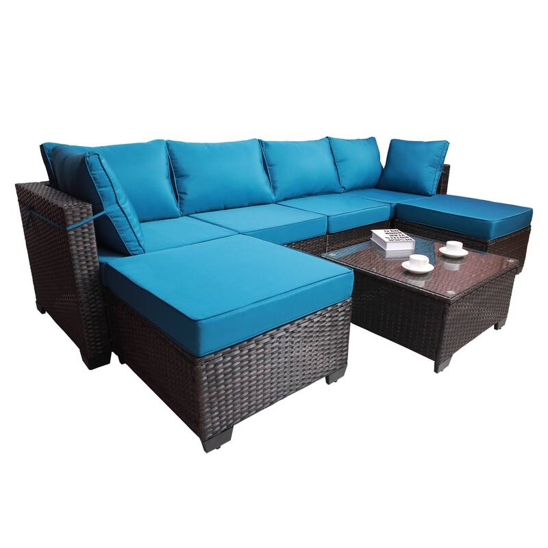 PE Rattan Wicker Garden Patio Furniture Set (7 Pieces)