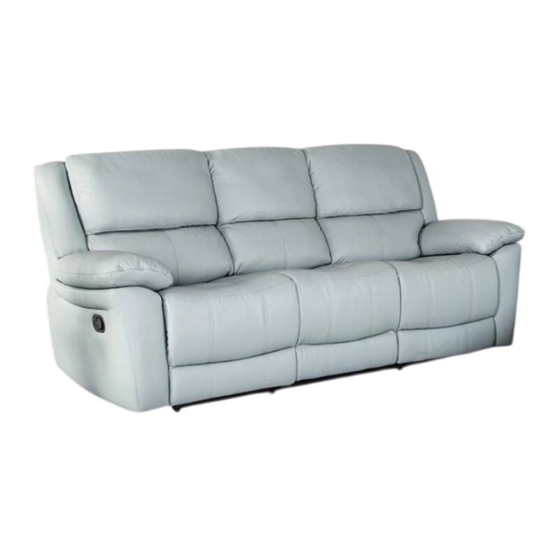 Larus Sofa, Manual Reclining Mechanism, Blue Faux Leather, 82 Inch