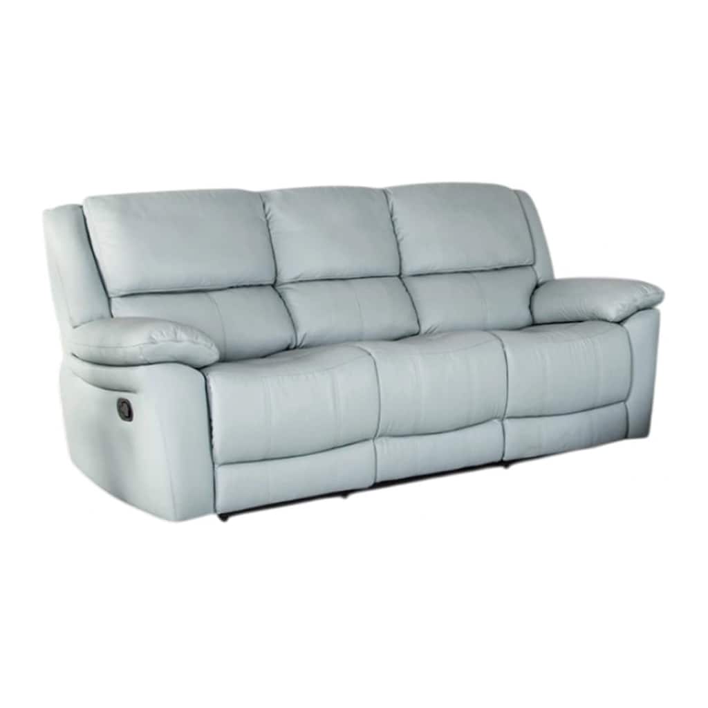Larus Sofa, Manual Reclining Mechanism, Blue Faux Leather, 82 Inch