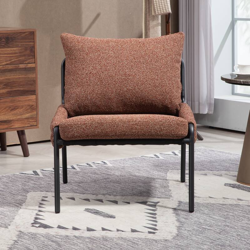 Modern Chair with Braided Upholstery and Metal Frame, Comfortable Armchair, Soft Cushioned Seat and Backrest