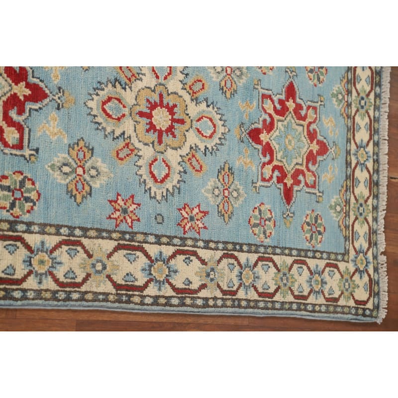Kazak Runner Rug Handmade Light Blue Wool Carpet - 2'2" x 5'10"