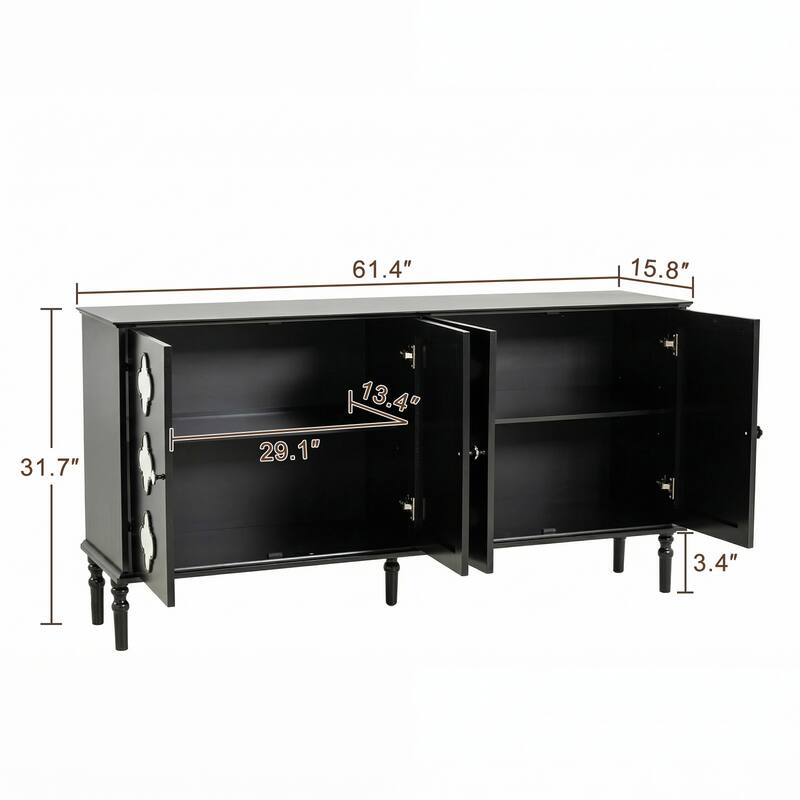 61" Sideboard Buffet Cabinet with Storage Adjustable Shelves