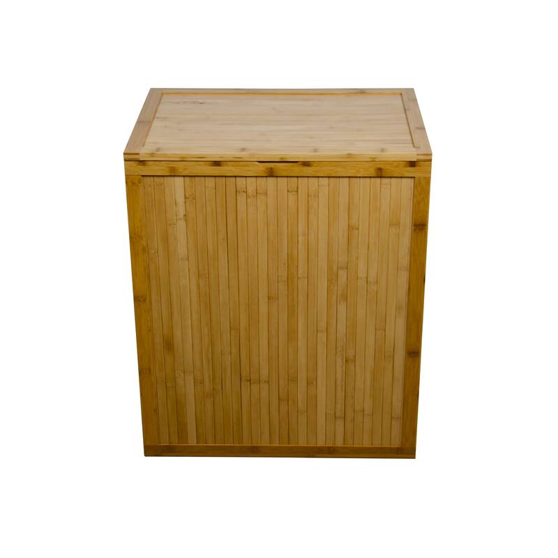Solid Bamboo Folding Clothes Hamper w/ Removable Laundry Bag