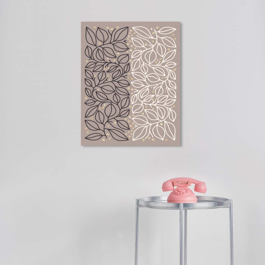 Wynwood Studio Canvas Floral and Botanical Two Sides with Leaves Gray Glam Wall Art Canvas Print