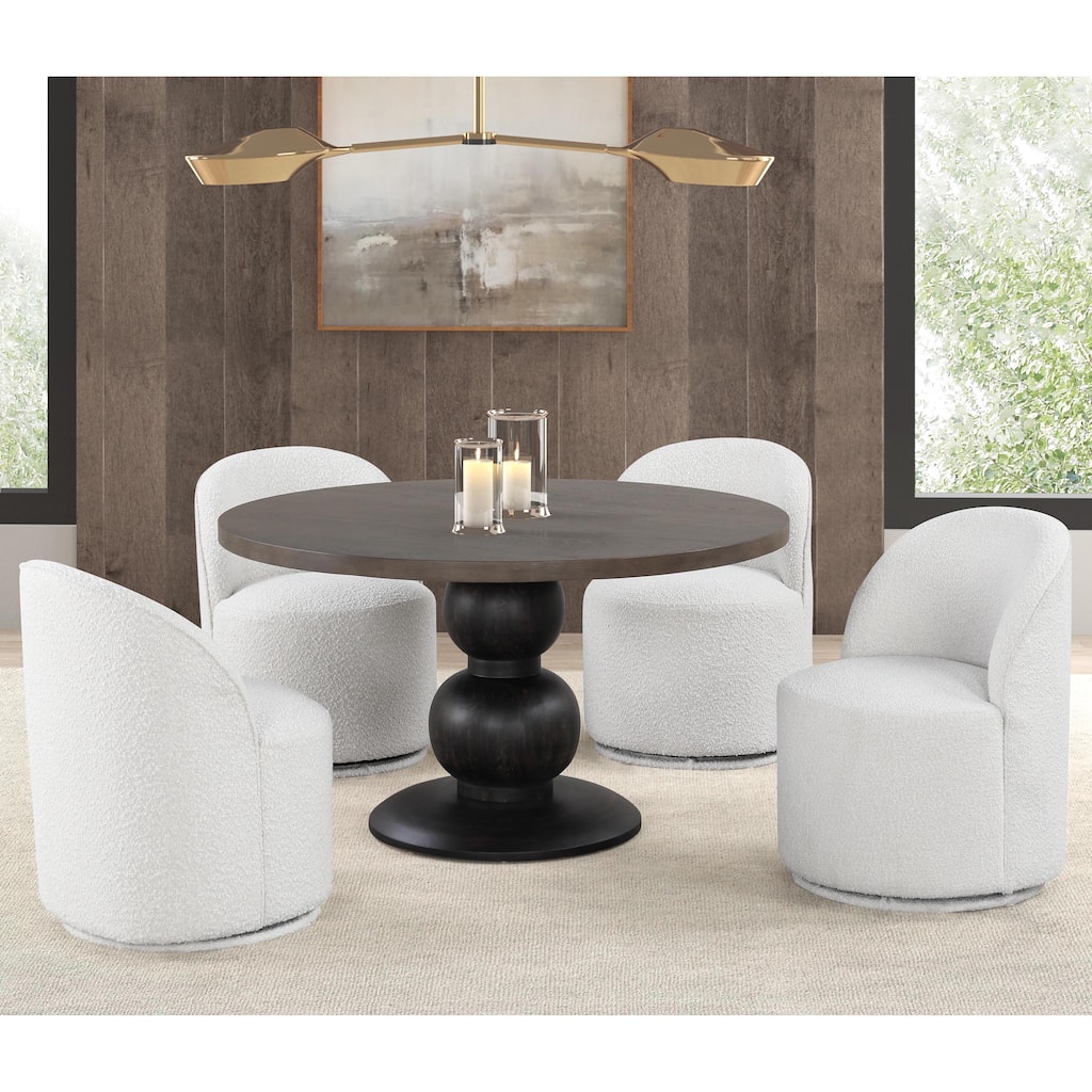 Furniture of America Callum Modern 5-Piece Espresso Wood Round Dining Set with Swivel Chairs