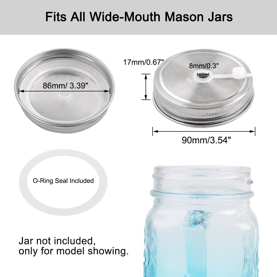Stainless Steel Wide Mouth Mason Jars Lids W Straw Hole ...