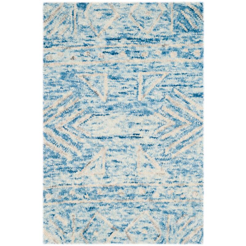 SAFAVIEH Handmade Chatham Vineta Modern Wool Rug - 2' x 3' - Blue/Ivory