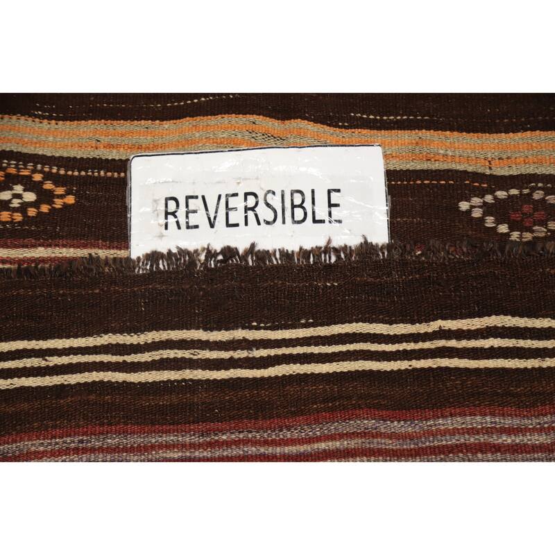 Hand Woven Oriental 100% Wool Carpet Southwestern Tribal Brown Kilim Area Rug - 7' 11'' X 4' 9''