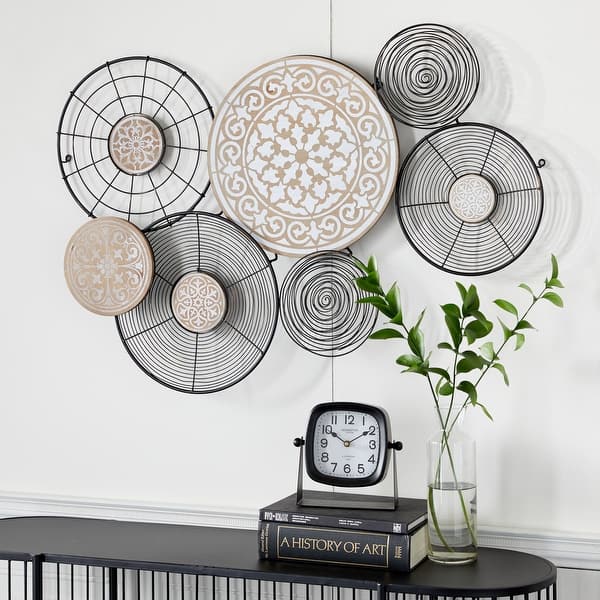 slide 2 of 20, Black Metal Handmade Plate Home Wall Decor with Intricate Pattern Black