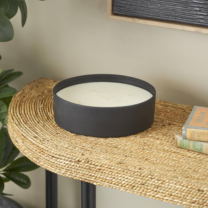 Cream, Black or Beige Metal Scented Textured 59oz 5 Wick Decorative Candle with White Wax