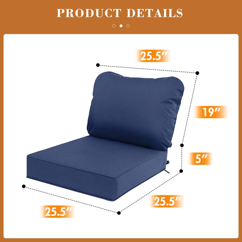 Waterproof Outdoor Deep Seat Cushion Set for Patio Furniture and Chairs