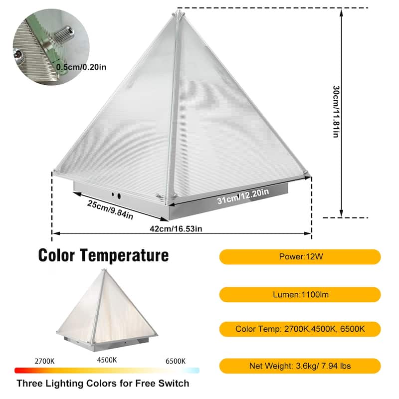 Triangular Pyramid Table Lamp with Frosted Glass Lampshade Bedside Desk Lamp
