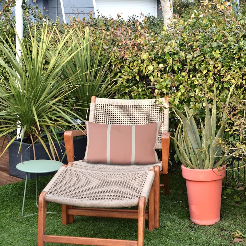 Sevita Vivan Contemporary Striped Pink/White Indoor/Outdoor Throw Pillow