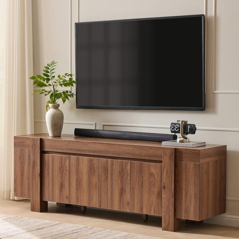 Modern Farmhouse TV Stand, Wood Entertainment Center for Living Room