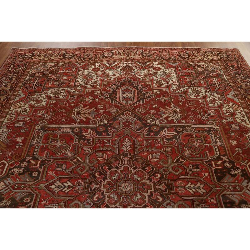 Vintage Traditional Geometric Persian Heriz Area Rug Wool Hand-knotted - 8'9" x 10'11"