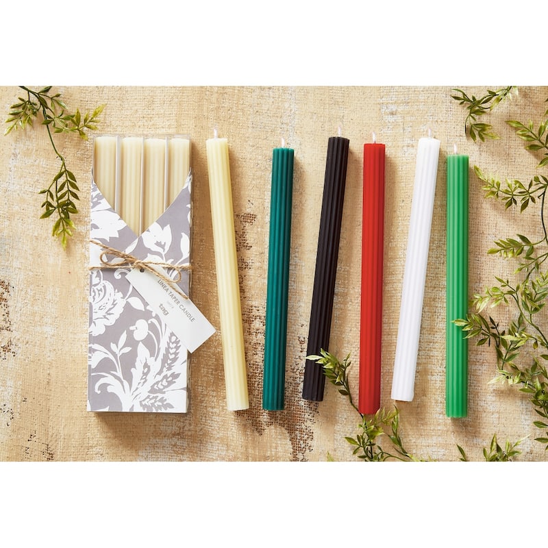 10 inch Linea Paraffin Wax Taper Candle Set Of 4 Green Unscented Burn Time 8 Hours
