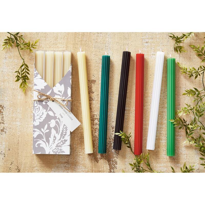 10 inch Linea White Paraffin Wax Taper Candle Set Of 4 White Unscented Burn Time 8 Hours