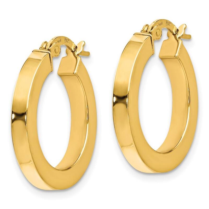 Curata 14k Yellow Gold Polished 22x3mm Squared Tube Hoop Earrings
