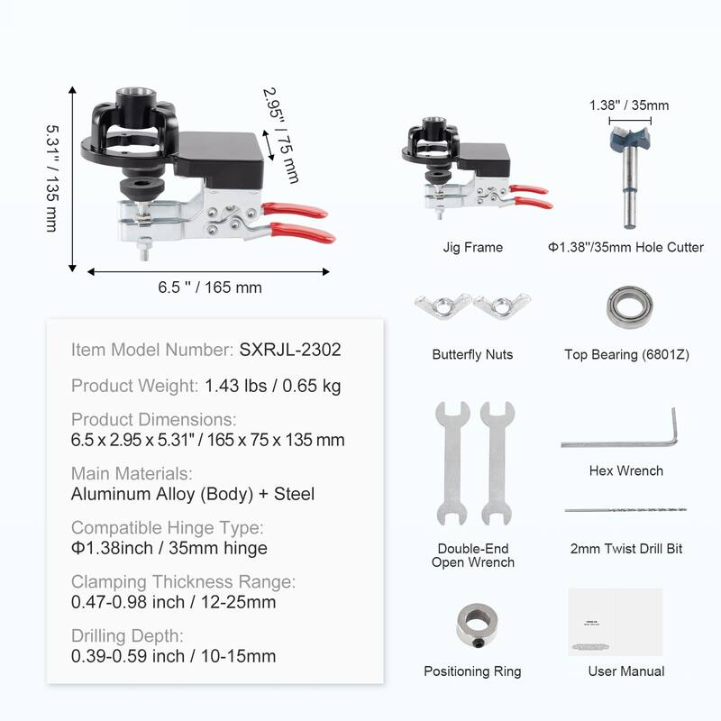 Door Hinge Jig for Door Hinge Groove and Door Lock Installation
