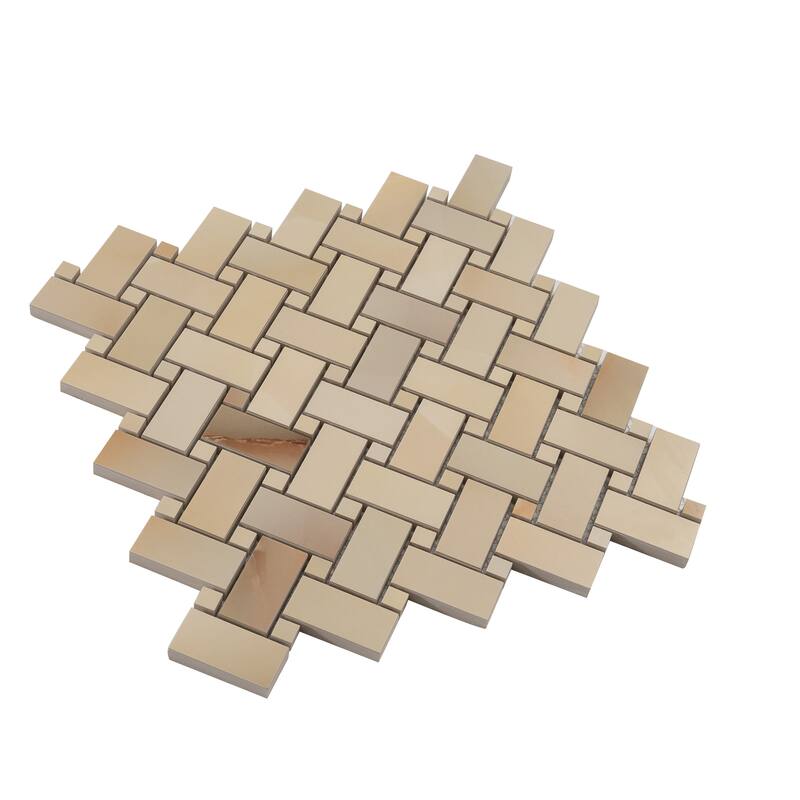 Splendor 12x12 Miele Porcelain Mosaic Onyx Basketweave Wall and Floor Tile (4.84 sq ft/case) - 5 Pack
