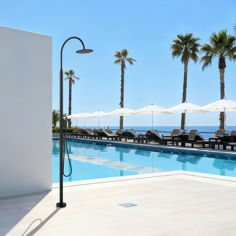 81"H Stainless Steel Freestanding Outdoor Shower with Handheld Shower