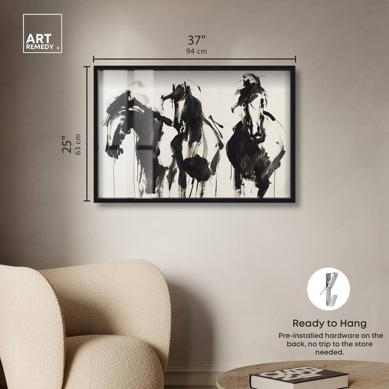 Horses in Ink Shadowbox by Art Remedy
