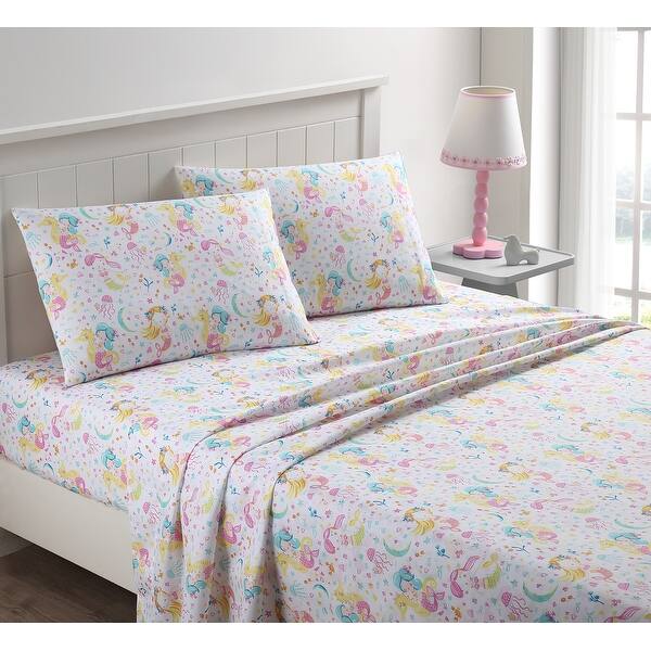 slide 2 of 3, Taylor & Olive Multi-colored Mermaid Microfiber Sheet Set