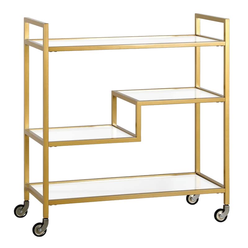 Lovett 33" Wide Rectangular Bar Cart with Glass Shelves