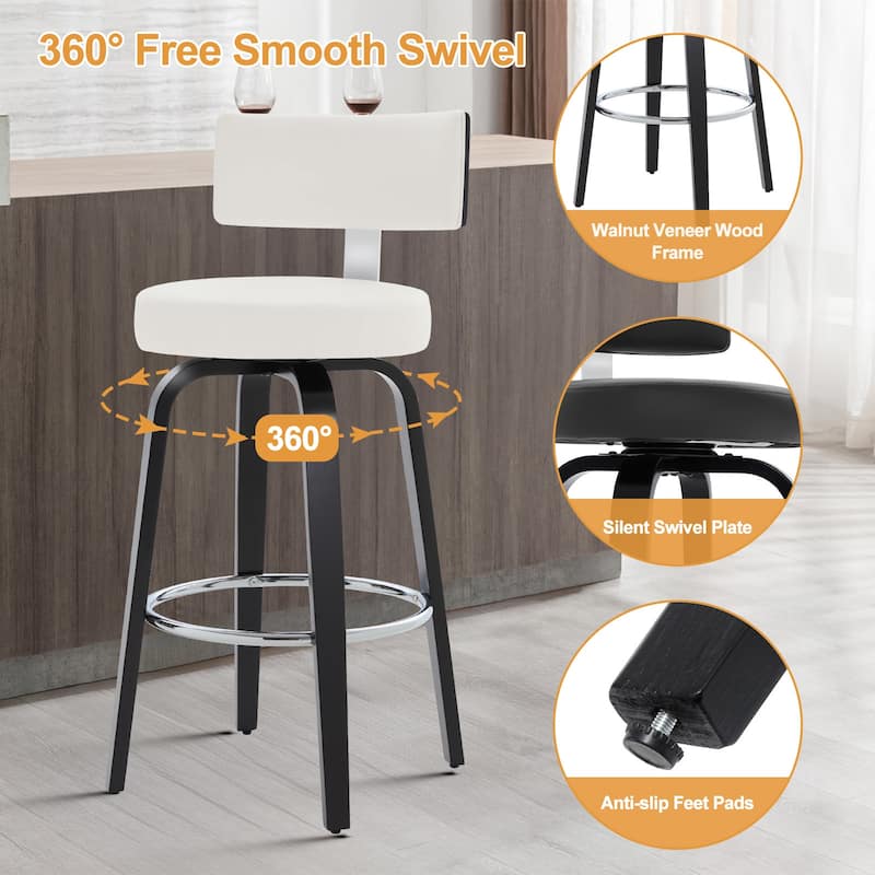 Upholstered Wood Swivel Bar/ Counter Stools, Set of 3