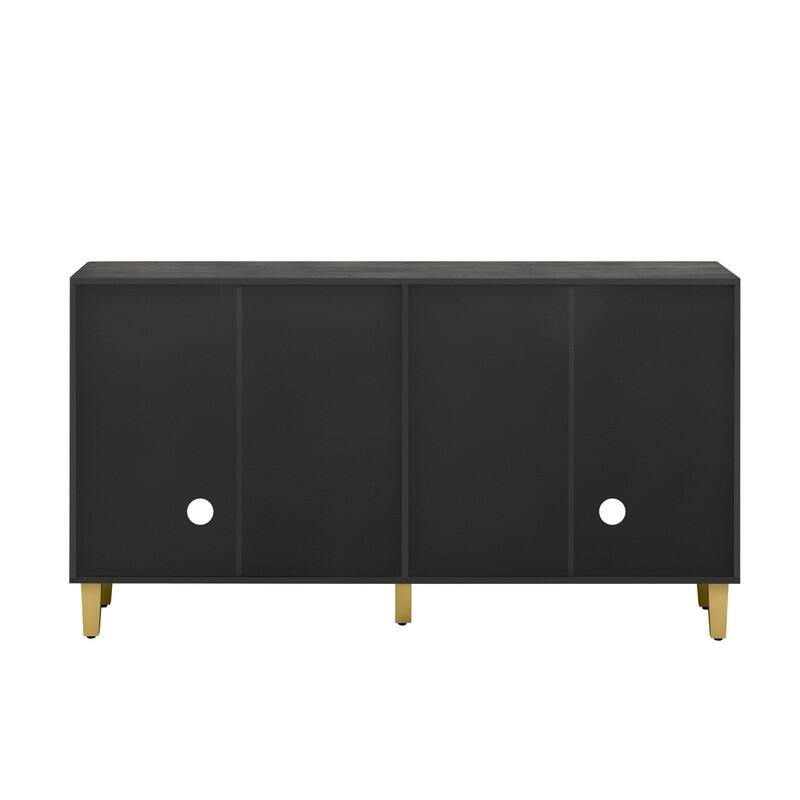 Retro 60" Buffet Cabinet with Storage, Vintage Sideboard with Dimensional Effect 4-Door