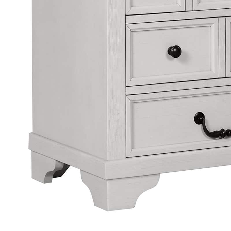Hamps Nightstand, USB A-C, 3 Drawers, White and Dark Brown, 28 Inch