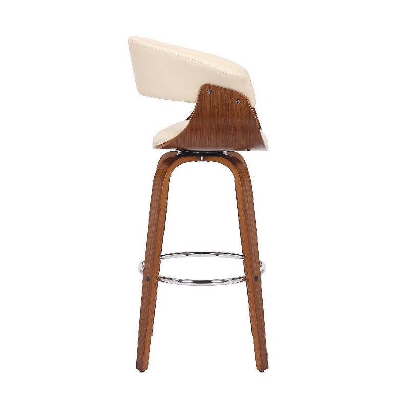 30 Inch Swivel Faux Leather Barstool with Curved Open Back - 20 L X 24 W X 41 H Inches