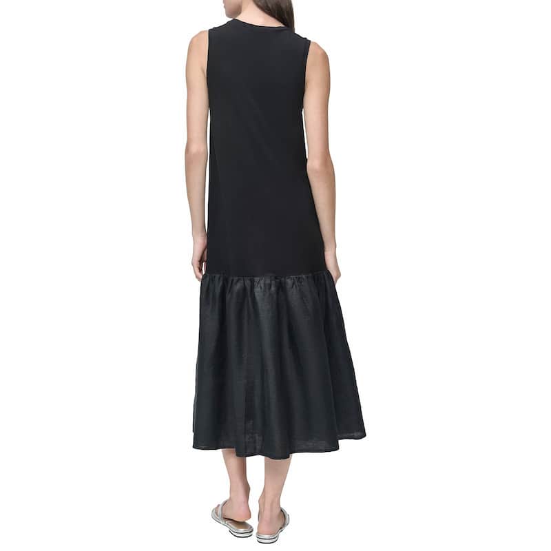 DKNY Mixed Media Tiered Midi Dress