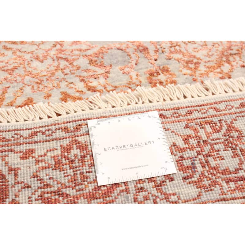 ECARPETGALLERY Hand-knotted Heritage Grey Silk, Wool Rug - 2' 7" x 14' 3"