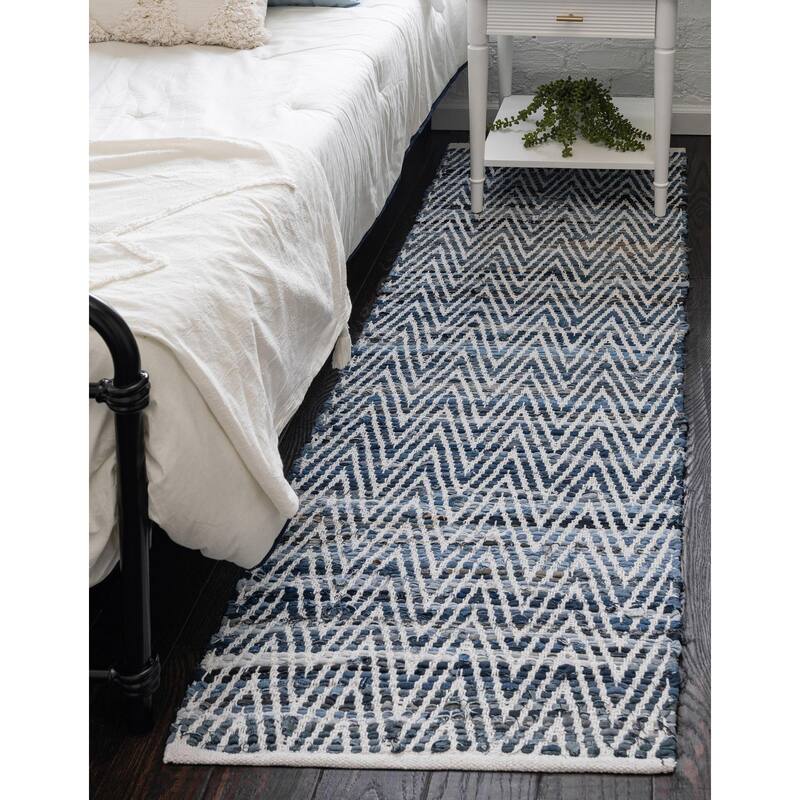 Contemporary Carilo Collection Area Rug - 2'2"x6'3" - Denim-Ivory