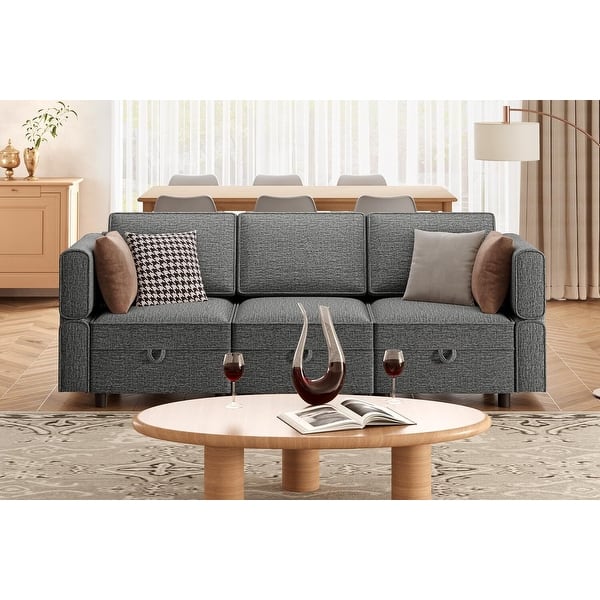 slide 2 of 7, Loveseat Sofa with Storage Seat Grey 10