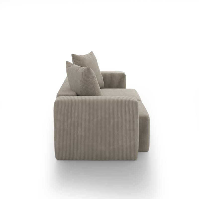 Corduroy Upholstered Modular Sectional Sofa with Ottoman