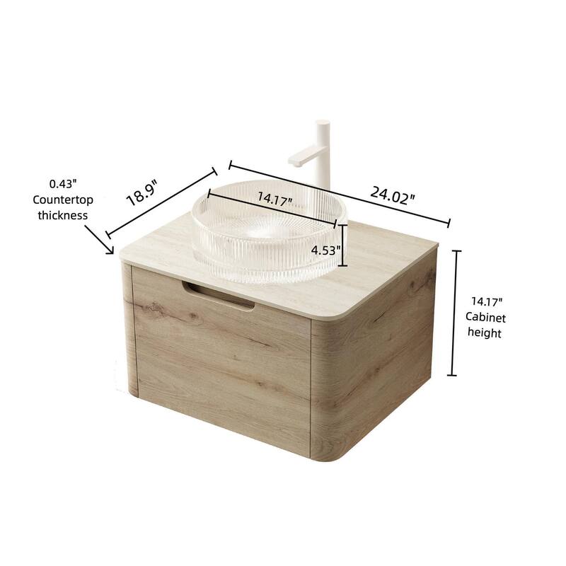 Wall-mounted Bathroom Vanity with Round Vessel Basin