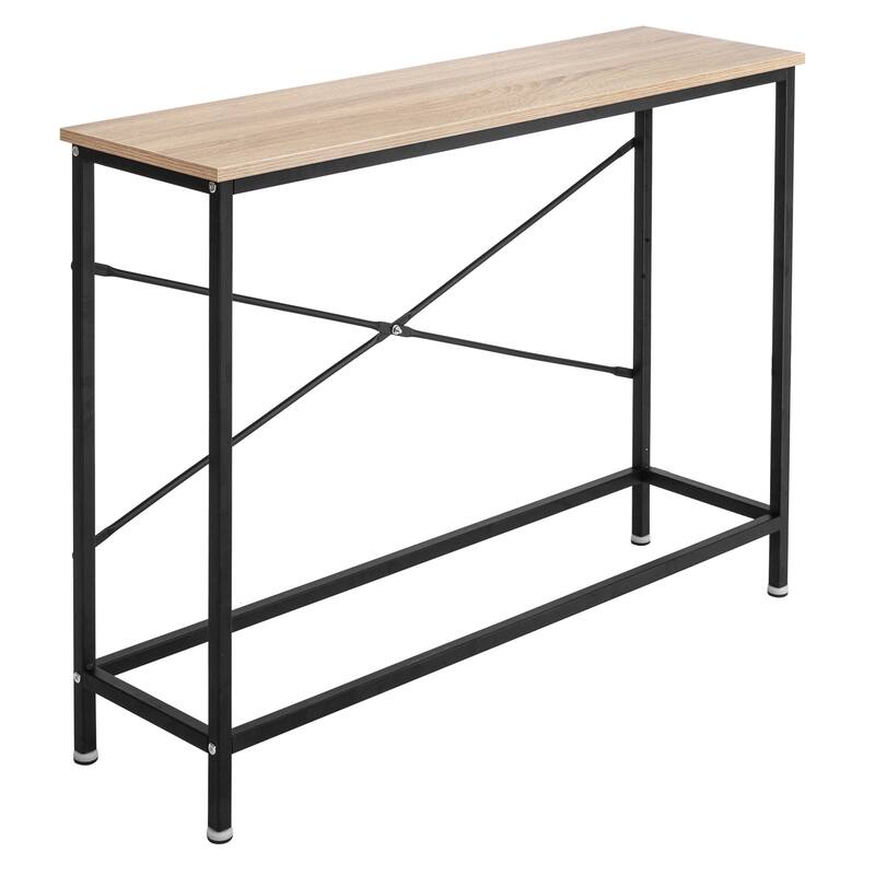 Simple Entry Console Table with Metal Frame,41" L x 12" W x 30" H - Oak