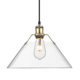 Yep by Golden Lighting Orwell 1-light 14in Pendant in Aged Brass and Clear Glass - Gold