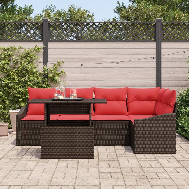 vidaXL 6 Piece Garden Sofa Set with Cushions - 91.9×48.6×27.2