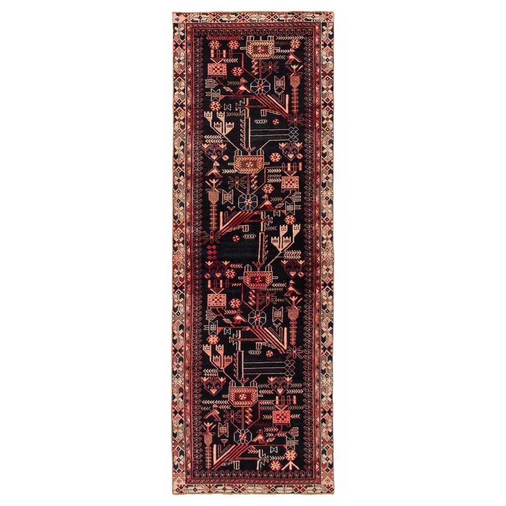 ECARPETGALLERY Hand-knotted Andelz Navy Wool Rug - 3'3 x 9'8