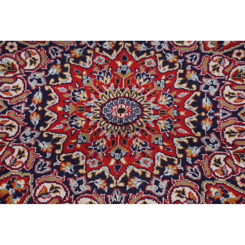 Red Floral Kashan Turkish Rug Machine-Made Bedroom Carpet - 9'7" x 12'9"
