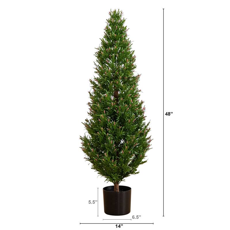 Rosemary Cone Topiary Artificial Potted Tree - 4'