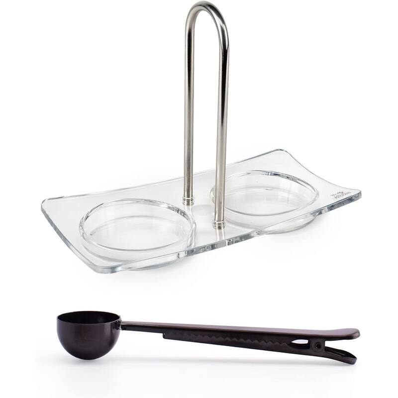 Peugeot Linea Salt and Pepper Mill Tray, Acrylic - With Stainless Steel Spice Scoop & Clip - 2 Piece