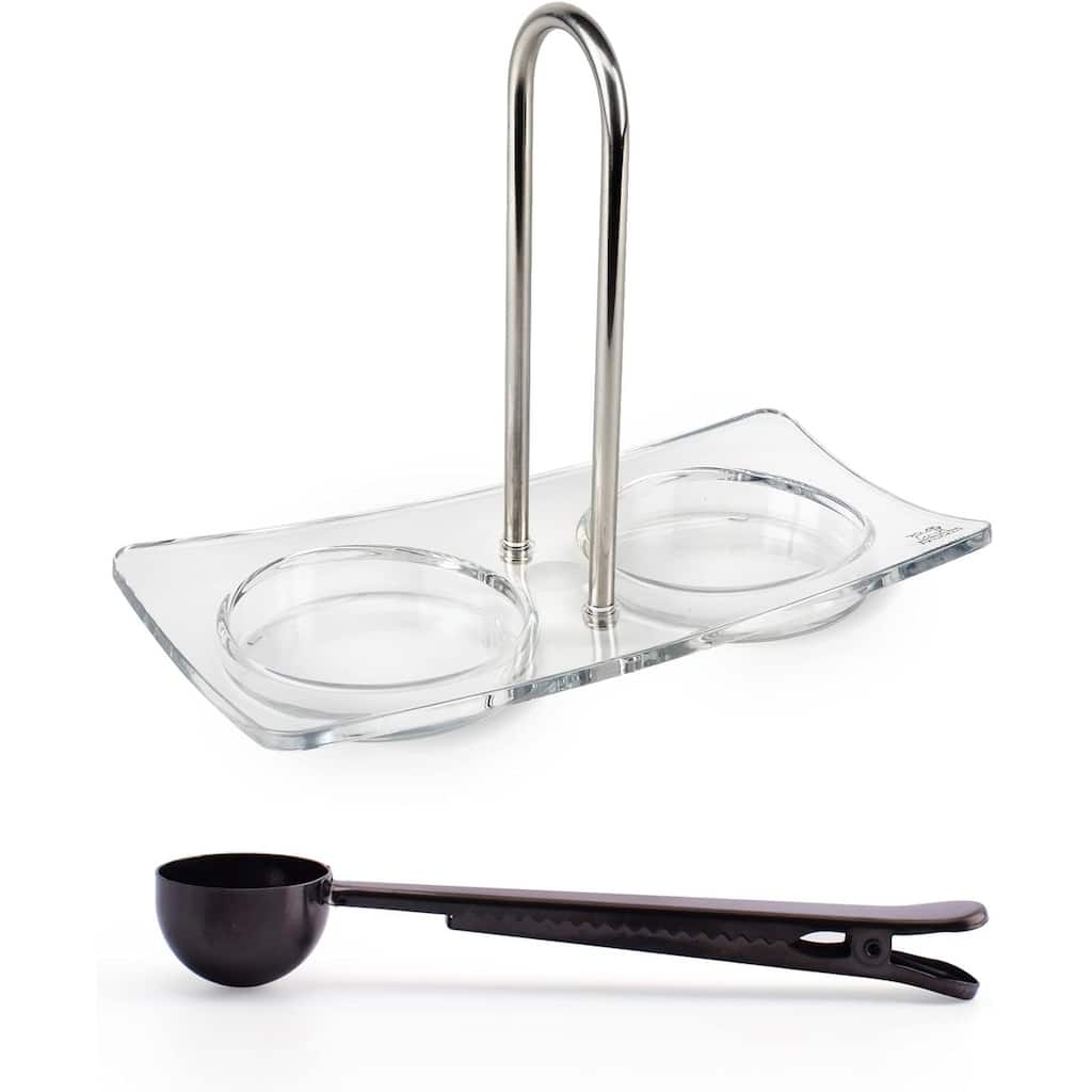 Peugeot Linea Salt and Pepper Mill Tray, Acrylic - With Stainless Steel Spice Scoop & Clip
