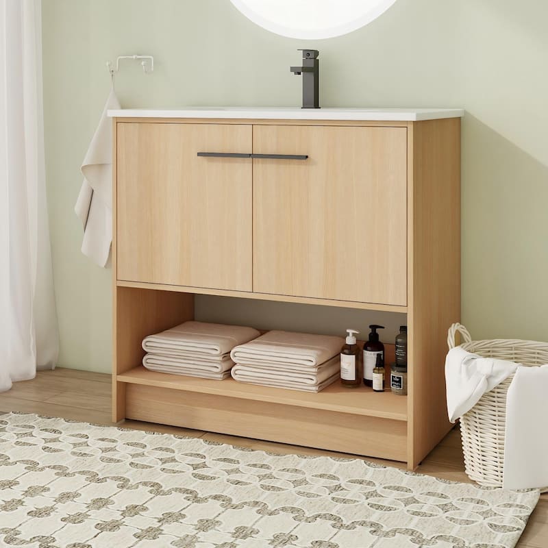 30"/36" FreeStanding Bathroom Vanity with Sink, Floor Stand Bathroom Vanity with Soft Close Door