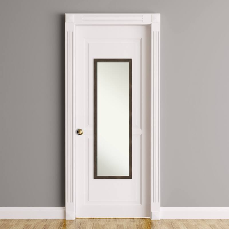 Woodgrain Stripe Non-Beveled Wood Framed Full-Length On the Door Mirror - Glass Size 14x48