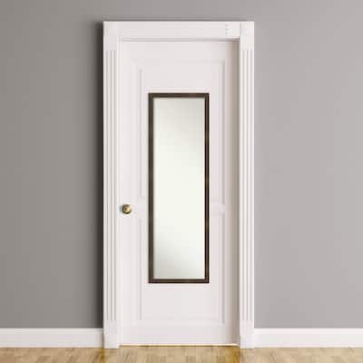 Woodgrain Stripe Non-Beveled Wood Framed Full-Length On the Door Mirror - Glass Size 14x48